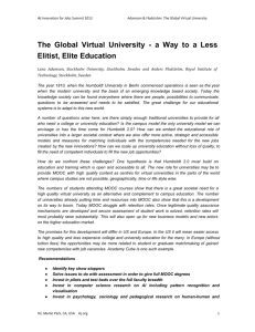 The Global Virtual University a Way to a Less Elitist, Elite Education