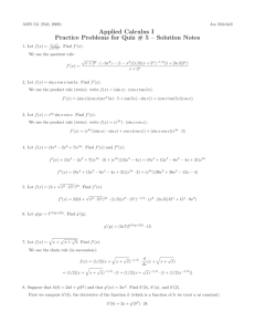 Applied Calculus I Practice Problems for Quiz # 5 – Solution Notes
