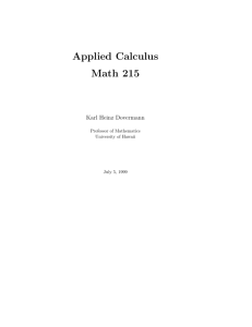 Applied Calculus Math 215 - University of Hawaii at Manoa