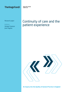Continuity of care and the patient experience research paper