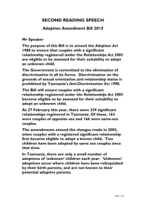 SECOND READING SPEECH Adoption Amendment Bill 2013