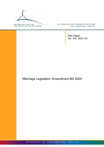 Marriage Legislation Amendment Bill 2004 (Bills Digest, no. 155