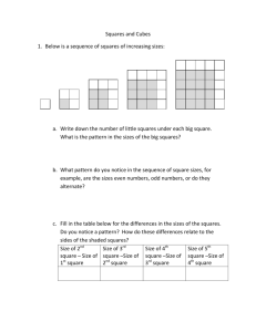 Squares and Cubes 1. Below is a sequence of squares of increasing