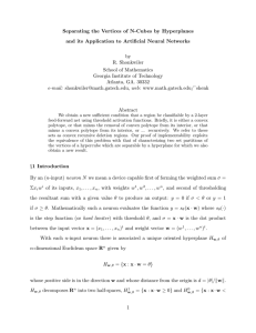 Separating the Vertices of N-Cubes by Hyperplanes and its