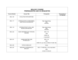 biology course prerequisites and co-requisites