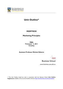 MGMT8550 Marketing Principles MBA Trimester 3 2011