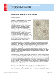 Quantitative Methods in Social Research: Topical