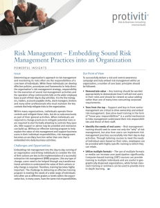 Embedding Sound Risk Management Practices into an
