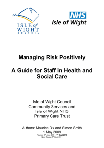 Managing Risk Positively A Guide for Staff in Health and Social Care
