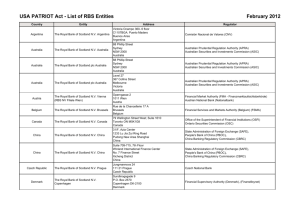 List of RBSG entities - revised final version