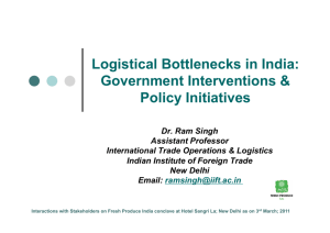 Logistical Bottlenecks in India: Government