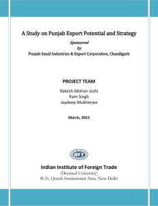 A Study on Punjab Export Potential and Strategy Indian