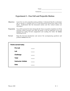 Experiment 2 – Free Fall and Projectile Motion