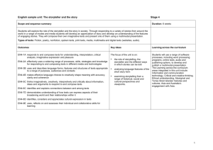 English sample unit: The storyteller and the story Stage 4