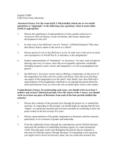 English 2360H Final Exam Essay Questions Atonement Essays: For