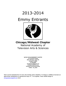 2013-2014 Emmy Entrants - NATAS Chicago Midwest chapter