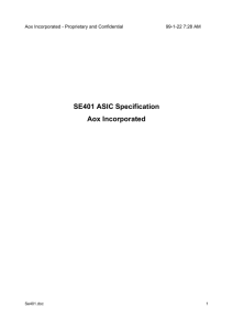 SE401 ASIC Specification Aox Incorporated