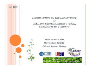 July 2015 Keiko Yoshioka, PhD University of Toronto Cell and