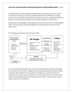 Overview of Responsibility Centered Management (RCM) Budget