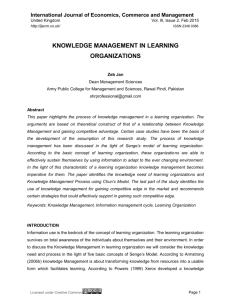 knowledge management in learning organizations