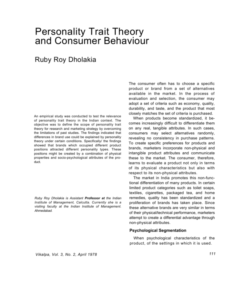 What Is Trait Theory In Consumer Behaviour