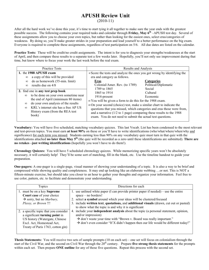 Apush Supreme Court Cases Chart