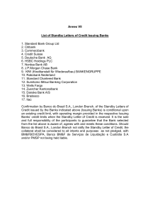 Annex VII List of Standby Letters of Credit Issuing Banks 1. Standard