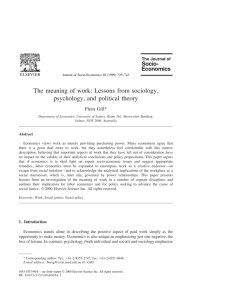 The meaning of work: Lessons from sociology, psychology