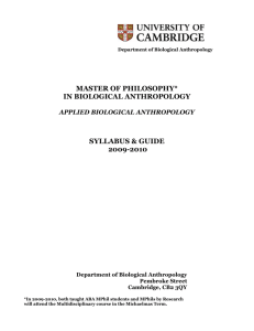 MPhil in Applied Biological Anthropology syllabus 2009