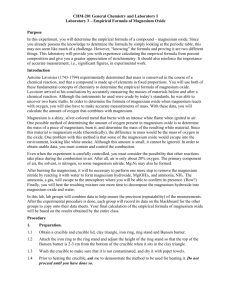 Empirical Formula of Magnesium Oxide