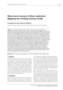 Short-term memory in Down syndrome