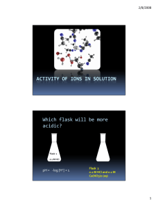 ACTIVITY OF IONS IN SOLUTION