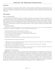 Laboratory 1B: Temperature Measurements Purpose Discussion