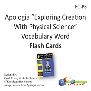Apologia “Exploring Creation With Physical Science” Vocabulary