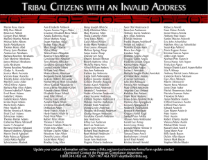 List of Tribal Citizens with an Invalid Address