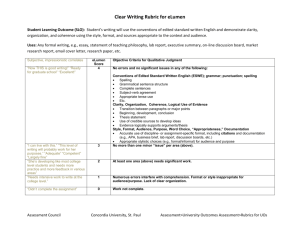 Clear Writing Rubric for eLumen - Concordia University, St. Paul