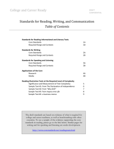 Standards for Reading, Writing, and Communication