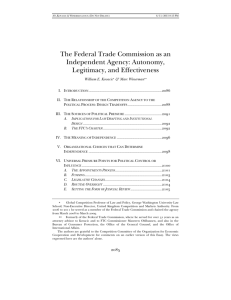 The Federal Trade Commission as an Independent Agency