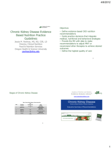 Chronic Kidney Disease Evidence Based Nutrition Practice Guidelines