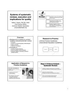 Systems of systematic reviews, execution and implications for