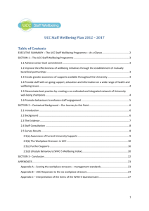 UCC Staff Wellbeing Plan 2012 – 2017 Table of Contents