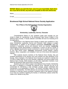 Brookwood High School National Honor Society Application
