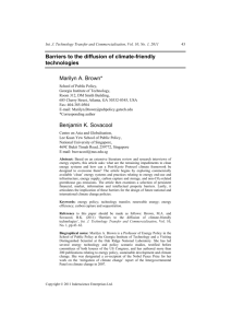 Barriers to the diffusion of climate-friendly technologies Marilyn A