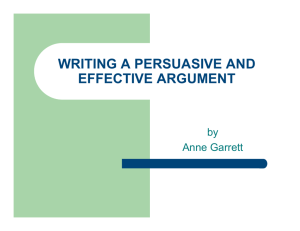 WRITING A PERSUASIVE AND EFFECTIVE ARGUMENT