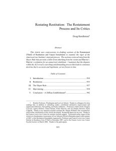 Restating Restitution: The Restatement Process and Its Critics