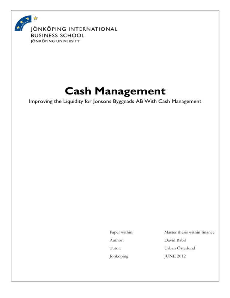 cash management thesis pdf