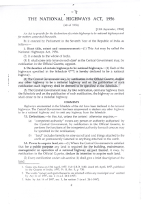 National Highway act 1956