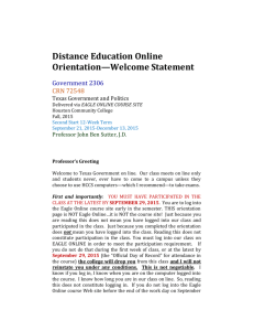 Distance Education Online Orientation—Welcome Statement