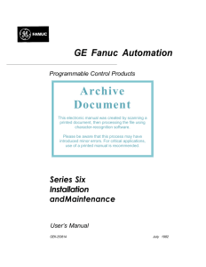 Series Six Installation and Maintenance Manual, GEK