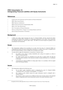 IFRIC Interpretation 19 Extinguishing Financial Liabilities with Equity